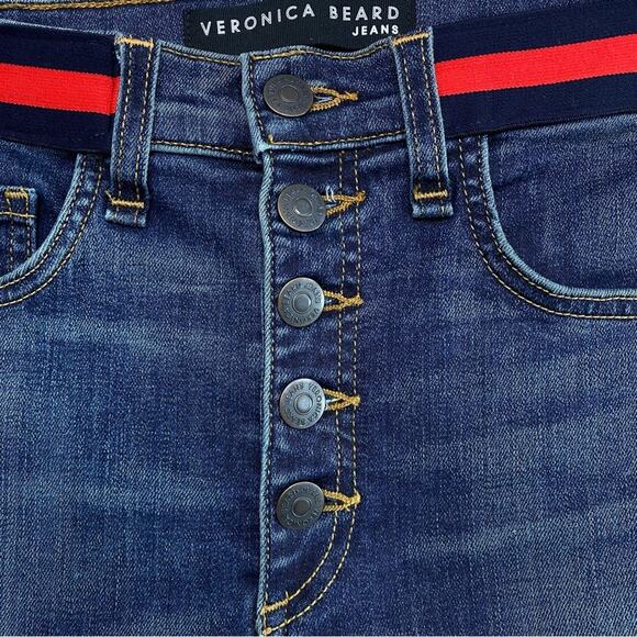 Veronica Beard Carolyn 10" Baby Boot Womens Size 26" Blue Tidal Tuxedo Waistband - Picture 5 of 16